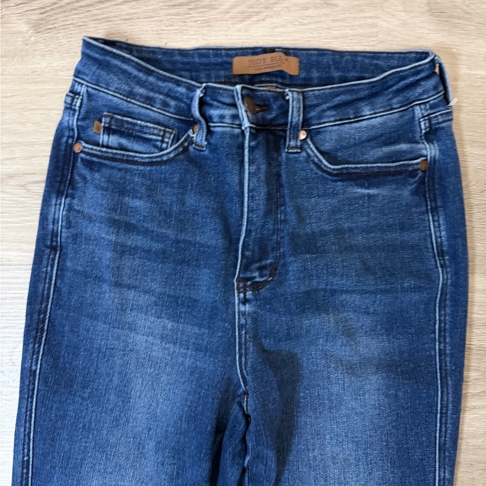 Judy Blue Indigo-Flare High-Rise Wide Leg Jeans - Picture 4 of 9